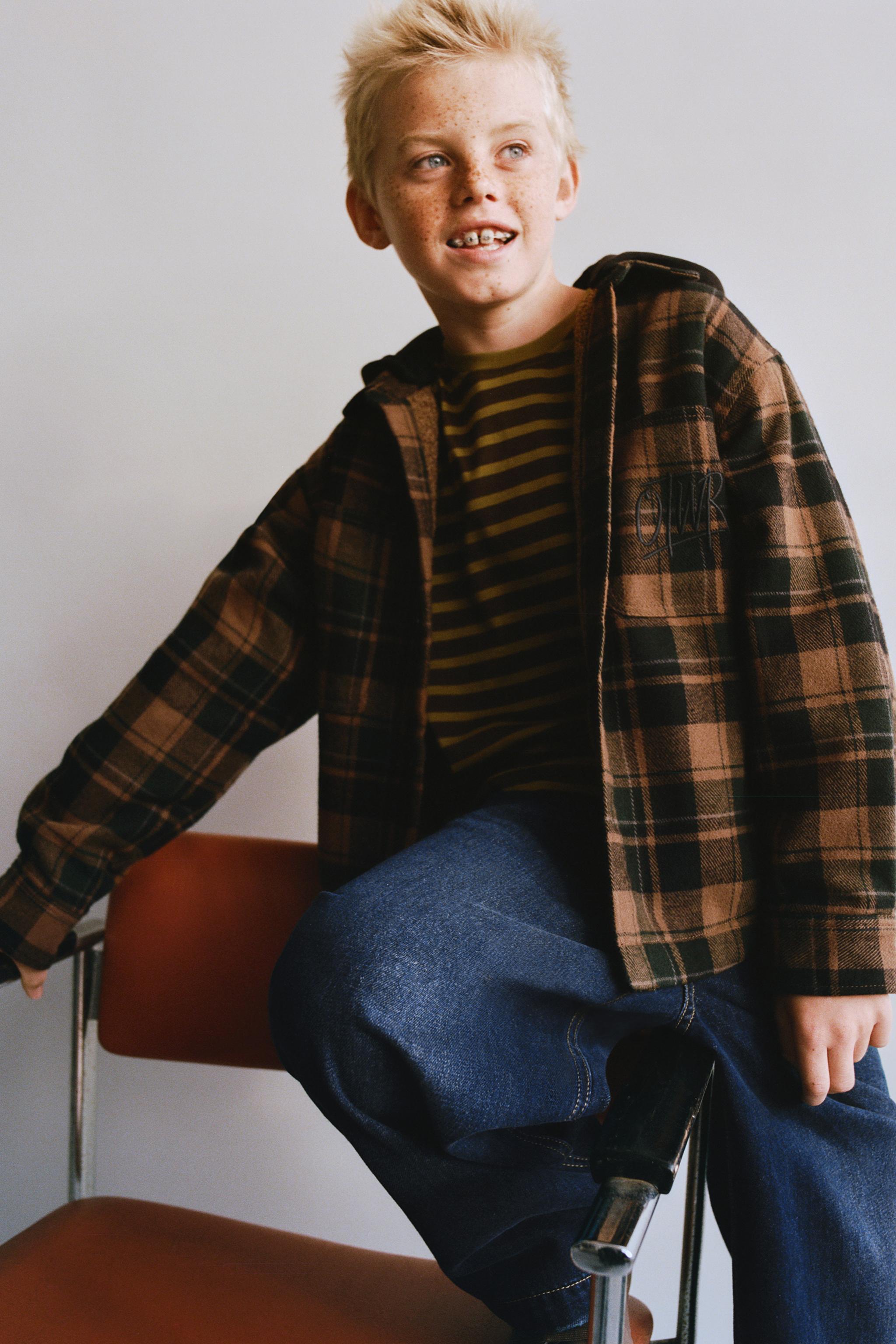 PLAID OVERSHIRT WITH REMOVABLE HOODIE AND FAUX SHEARLING